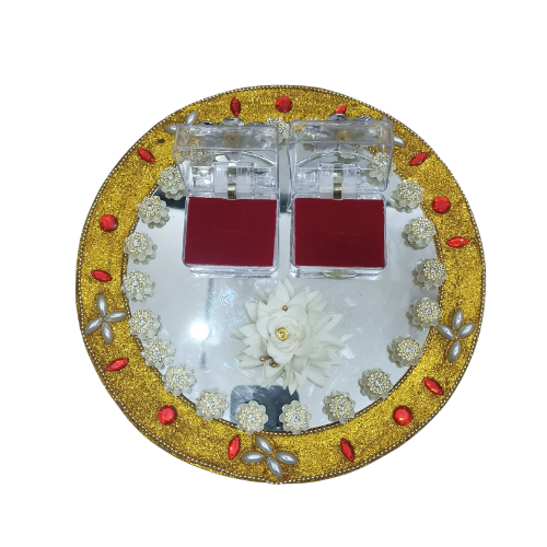 Pujara Ring Plat Plastik Flower Gol,Ring Platter ,Decorative Tray,Handmade Plate,Ring Ceremony