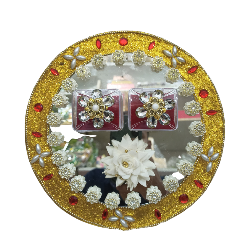 Pujara Ring Plat Plastik Flower Gol,Ring Platter ,Decorative Tray,Handmade Plate,Ring Ceremony